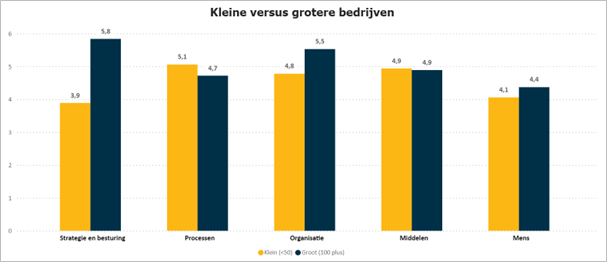 Smaller organizations lack strategic framework in the area of data-driven work - large organizations struggle with implementation.